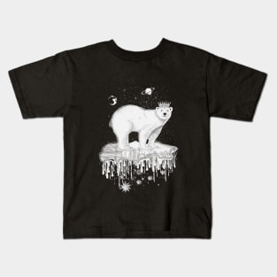 Polar bear with crown on ice floe Kids T-Shirt